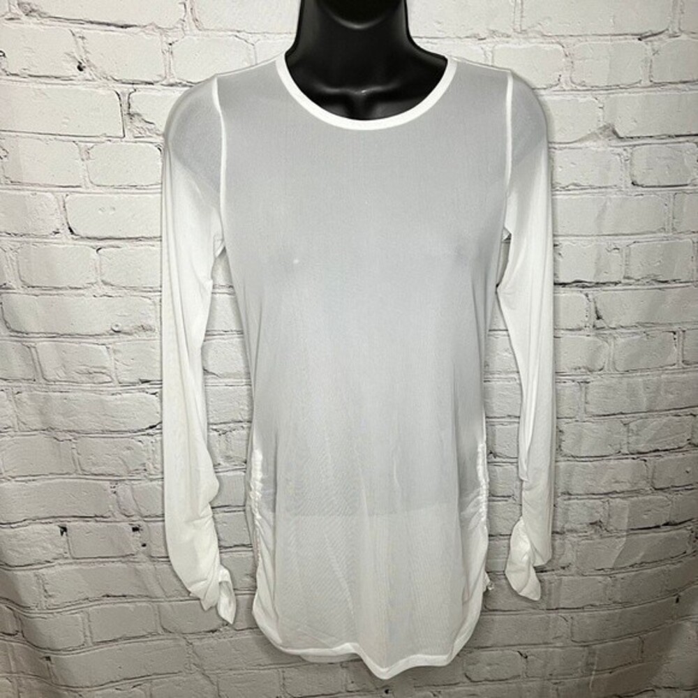 NFL All Sport Couture White Sheer Mesh Long Sleeve Top Adjustable NWT - Picture 2 of 4